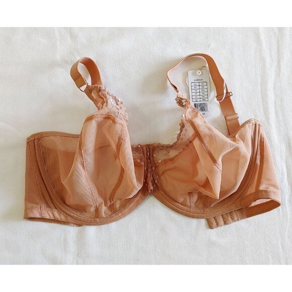 Elomi Matilda Semi Sheer UW Plunge Bra EL8900 Cafe Au Lait Size US 34M - Picture 2 of 5